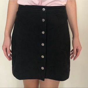 H&M black suede button front skirt